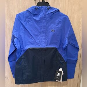 NWTs Outdoor Research Women’s Apollo Rain Jacket. Ultramarine/Naval Blue. Small